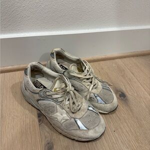 Golden Goose Cream and Silver Sneakers